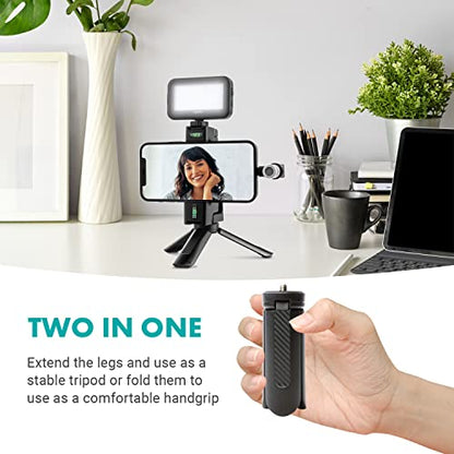 Movo uVlogSK Starter Kit for Content Creators - Smartphone Video Vlogging Kit for Android and USB-C Devices - Includes USB-C Microphone, LED Video Light, Phone Holder, Grip, and Mini Tripod