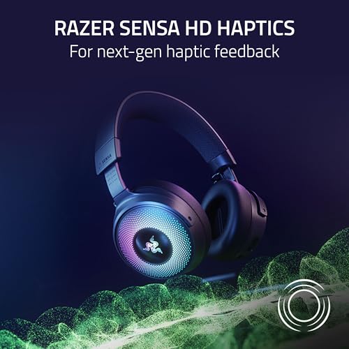 Razer Kraken V4 Pro Wireless Gaming Headset w/OLED Control Hub | HD Haptics, 2.4GHz Wireless, Bluetooth, USB, 3.5 mm, Super Wideband Mic