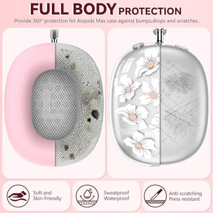 for Apple AirPods Max,Clear Flower Soft TPU Case for Women Girly,Lily | Ear Pad Case Cover/Ear Cups Cover/Headband Cover for AirPods Max Headphones (2024/2020)Transparent AirPod Max (USB-C) - color: Lily