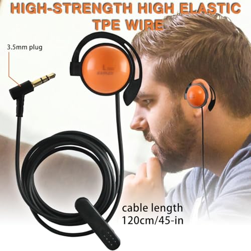 EXMAX SE-55 Foamless Single Side Earphone 3.5mm Ear Hook Big Speaker for EXD-101 ELGT-470 Wireless Tour Guide System Receiver Touring Groups Laptop MP3/4 Tablet PC Skype Switch(Left-Side Earphone)