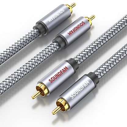 RCA Cable 3ft/1M, 2 Male to 2 Male RCA Audio Stereo Subwoofer Cable [Shielded Braided] Compatible for Home Theater, HDTV, Amplifiers, Hi-Fi Systems, Car Audio-Grey - color: Grey-2RCA to 2RCA, size: 3ft/1M