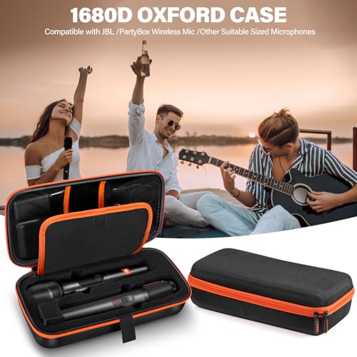 Wireless Microphone Case Compatible with JBL Wireless Two Microphone System & Dual Partybox Mics, Handheld Dual Mic Travel Bag for Singing & Karaoke | Waterproof & Dirt Resistant - Black (BOX ONLY) - color: Upgrade-Black