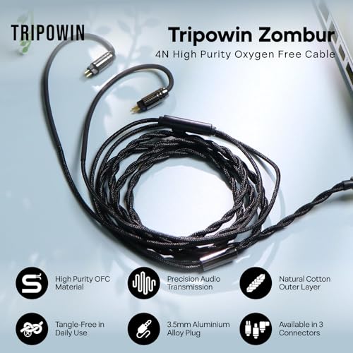 Tripowin Zombur 4N High Purity OFC IEM Replacement Cable with 3.5mm Jack - size: With Mic, style: 2pin 0.78mm