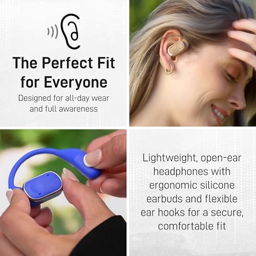 Groovz Open-Ear Plus True Wireless Headphones with Battery Display - Designed & Engineered in the USA - Multi-Point Pairing Bluetooth Open Ear Earbuds Compatible with Apple & Android - Floral - color: Floral