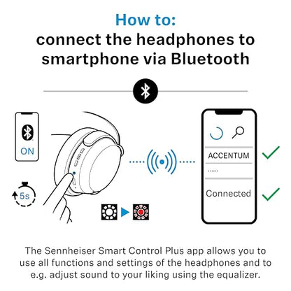 Sennheiser ACCENTUM Wireless Bluetooth Headphones Noise Cancelling - Up to 50HR Playtime, Hybrid Noise Cancelling (ANC), All-Day Comfort, Bluetooth Over Ear Headphones for School, Traveling, Black - color: Black, style: ACCENTUM Wireless