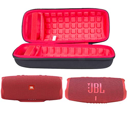 co2CREA Hard Travel Case for JBL Charge 5/4 Speaker, Black+Inside Red | Portable Travel Bag Replacement with Custom Molded Interior and Handle, Shockproof EVA Shell and Soft Lining - color: Outside Black and Inside Red