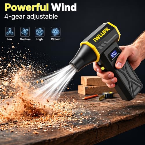 Electric Compressed Air Duster, 130,000RPM Super Power Cordless Rechargeable Electronic Dust Blower, 4-Gear Adjustable Mini Duster for Electronics Computer PC Keyboard Home Car Workshop Outdoor