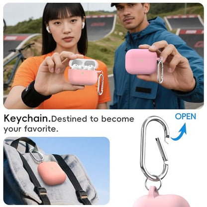 RFUNGUANGO AirPods Pro 3 Case Silicone Protective Cover, Pink | Compatible with AirPods Pro 3rd Generation, Wireless Charging Compatible with Cleaning Kit & Keychain - color: B-Pink, size: AirPods Pro 3 Case