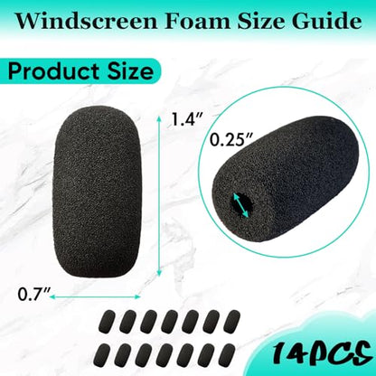 14-Pack Lavalier Microphone Foam Covers – 1.4" Windshields for Wireless Lapel Mics – Noise-Reducing Windscreens for Interviews, Podcasting, Vlogging, Video Recording