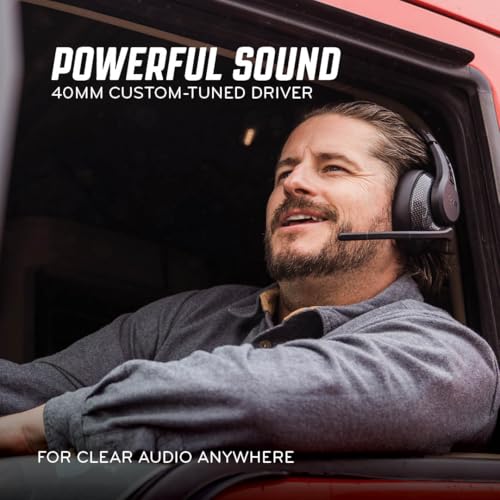 RoadWarrior RW2 Bluetooth Trucker Headset – 40mm Driver ENC Mic | Battery Indicator, 30+ Hour Battery Life, 100ft Wireless Range, IP54 Rated, Noise Cancelling Microphone, Over-Ear Fit