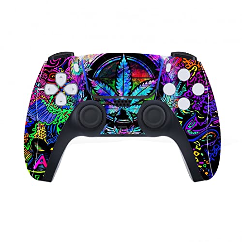 PlayVital Psychedelic Leaf Full Set Skin Decal for ps5 Console Digital Edition, Sticker Vinyl Decal Cover for ps5 Controller & Charging Station & Headset & Media Remote - color: Psychedelic Leaf