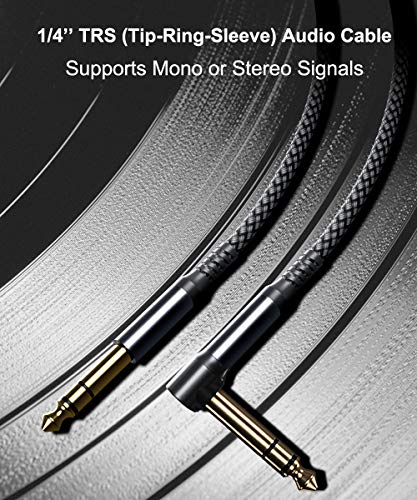 RUXELY 2Pack Right Angle 90 Degree 6.35mm TRS Instrument Cable and 6-Pack Guitar Patch Cables for Electric Guitar,Bass,Keyboard,Mixer,Amplifier/AMP,Speaker,Equalizer