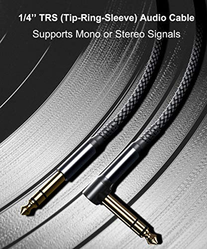 RUXELY 2Pack Right Angle 90 Degree 6.35mm TRS Instrument Cable and 6-Pack Guitar Patch Cables for Electric Guitar,Bass,Keyboard,Mixer,Amplifier/AMP,Speaker,Equalizer