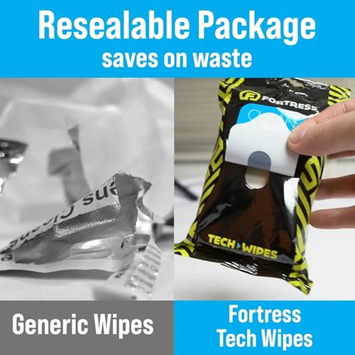 Fortress Electronic Wipes (25 ct.) Screen Cleaner Wipes for Tech | Travel Size, for Phones, Keyboards, TV Monitors, Computer Screens, and More, Skin-Safe Electronic Screen Wipes - style: No Microfiber Cloth
