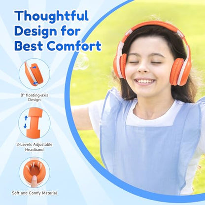 EarFun K2 Kids Bluetooth Headphones for School, Kids Headphones with Mic - color: Orange