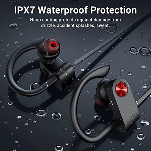 Bluetooth Headphones, Bluetooth 5.3 IPX7 Waterproof Wireless Sports Earbuds for Workout Gym, 16 Hrs Playtime Running Headphones with Noise Cancelling Mic, HiFi Bass Stereo in-Ear Earphones | 16 Hours Playtime, Sweatproof Stereo Earphones with MIC, Noise C