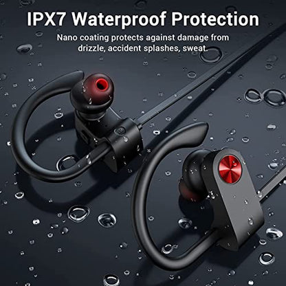 Bluetooth Headphones, Bluetooth 5.3 IPX7 Waterproof Wireless Sports Earbuds for Workout Gym, 16 Hrs Playtime Running Headphones with Noise Cancelling Mic, HiFi Bass Stereo in-Ear Earphones | 16 Hours Playtime, Sweatproof Stereo Earphones with MIC, Noise C