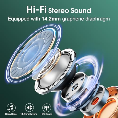 Aptkdoe Wireless Earbuds 75H Bluetooth 5.4 Sport Headphones with Earhooks | IPX7 Waterproof In-ear Buds Feature ENC Noise Cancelling Mic. Stereo Sound Device for Gym Running Workout, Dark Green - color: Dark Green