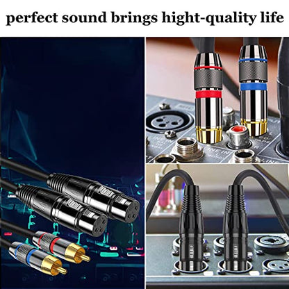 Tiierzon XLR to RCA Cable - 10Ft, Heavy Duty Dual XLR Female to Dual RCA HiFi Stereo Audio Connection Microphone Interconnect - size: 10Ft