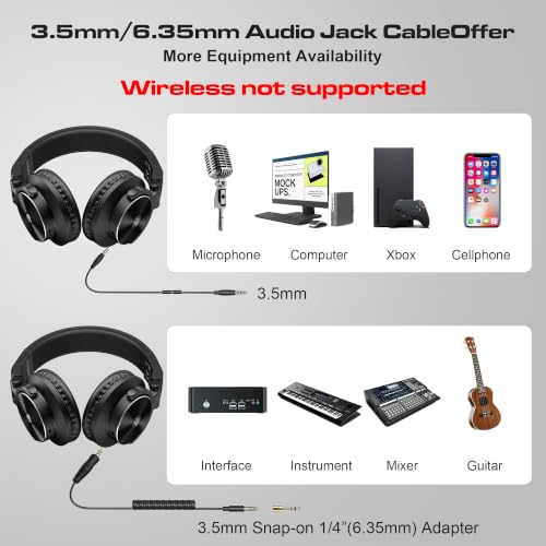 PUPGSIS Wired Studio Monitor Headphones+XLR/USB Podcast Dynamic Microphone