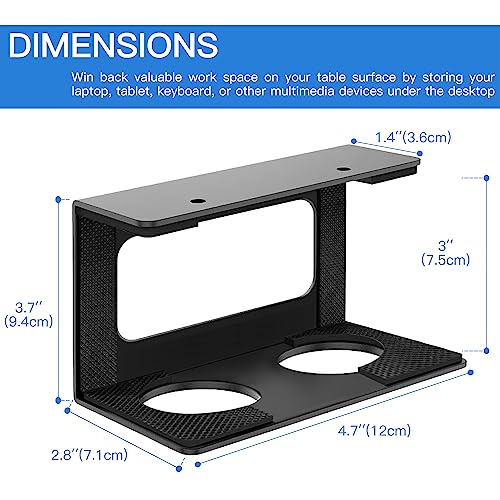 Under Desk Laptop Mount, Laptop Under Desk Mount 3 inches Tall Effective Space with Silicone Pad, Aluminum Under Desk Laptop Holder Rack for Laptop MacBook Dell OptiPlex PS4 & More
