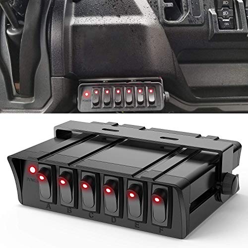 Nilight - 6 Gang Rocker Switch Box SPST Toggle Switch Panel 12V 24V 20A Switch Panel 60Amp Max for Automotive Cars Vehicles Boats RVs Campers SUVs - color: 6 Gang Switch Box