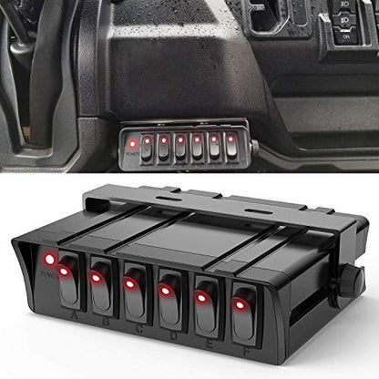 Nilight - 6 Gang Rocker Switch Box SPST Toggle Switch Panel 12V 24V 20A Switch Panel 60Amp Max for Automotive Cars Vehicles Boats RVs Campers SUVs - color: 6 Gang Switch Box
