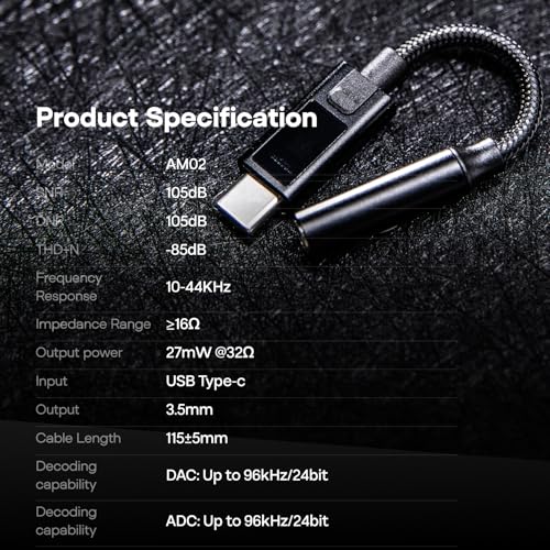 KZ AM02 USB C to 3.5mm Portable DAC Decoding IEM Amplifier Audio Adapter