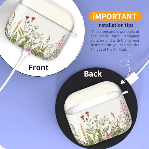 Cute Case Cover Compatible with AirPods 4th Generation 2024, Shockproof for Women & Girls with Cute Golden Round Buckle – Protective, Anti-Drop Design(Cute Beige Flower) - color: cute Beige Flower