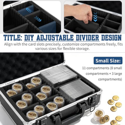 Aluminum Storage Case with Adjustable Dividers, Multi-Function Lockable Storage Carrying Case for Graded Card, Barber Tools, Makeup Tools, etc (Medium) ﻿ - size: L 14'' X W 10' X H 5''