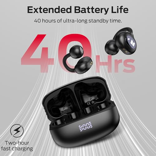 Monster Open-Ear AC339 Earbuds, Bluetooth 6.0 Headphones Stereo Sound, Clip-on Wireless Earbuds 40 Hours Playback,Touch Control, IPX6 Waterproof,Black