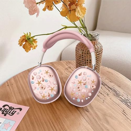 Cute Pink Starfish Clear Case for Airpods Max Headphones Kawaii Sea Print Soft TPU Ear Cups Cover Anti-Scratch Silicone Ear Pad Protective Case Girls Headband Cover for Apple Airpods Max - color: Starfish shell 08