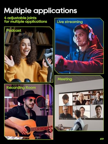 Mic Arm, Boom Arm 360° Rotatable Microphone Stand with Desk Mount, Foldable Desk Mic Arm with 3/8'' to 5/8'' Screw Adapter, Microphone Arm for Live Streaming, Gaming, Podcasting (M01)