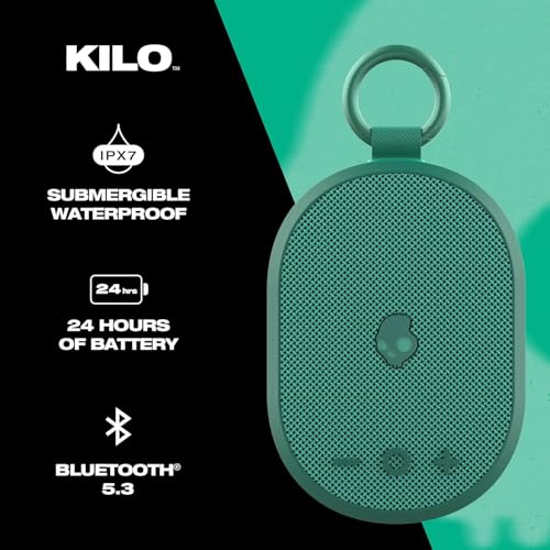 Skullcandy Kilo XT Wireless Bluetooth Speaker - IPX7 Waterproof Mini Bluetooth Speaker with 24 Hour Battery, Downward Firing Passive Radiator, and True Wireless Pairing - Perfect for Outdoor (Green) - color: Green