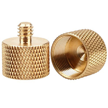 Anwenk Mic Stand Adapter 5/8 to 1/4 Adapter Standard Mic Thread Screw Adapter (Brass) Microphone Stand Adapter to Tripod Adapter, 2 Pack
