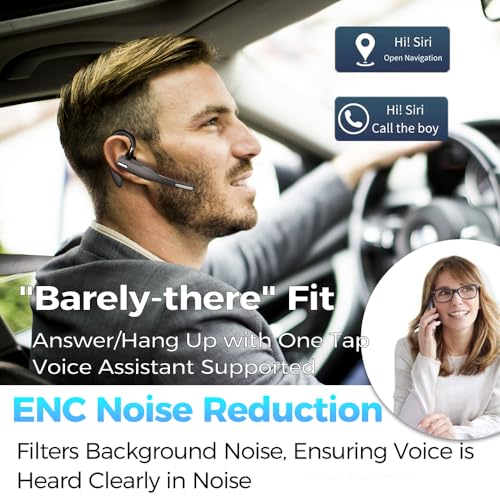 AI Bluetooth Headset Wireless Bluetooth Headphone Earphone Earpiece with Translation, Noise Cancelling, Last 72H, Single-Ear Earbuds with Microphone, for Phone/PC/Laptop, Daily/Office/Trucker
