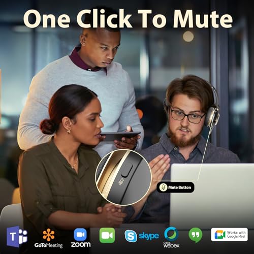 Earbay Wireless Headset with Mic, Trucker Bluetooth Headset with Microphone Noise Canceling, Wireless Headphones with Mic Mute, USB Dongle, Charging Base, 45H Battery, for PC Laptop Phone Teams Zoom