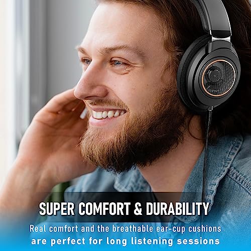 Philips Open Back Wired Headphones - Cushioned Over Ear Headphones with Adjustable Headband for Ultimate Comfort and Superior Sound Quality, Plugs into TV, Stereo or PC, Ideal for Podcasts or Music - style: Performance Audio | SHP9600