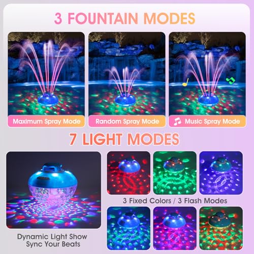 Bluetooth Pool Speaker w/Colorful Pool Fountain Light, 3 in 1 Floating Pool Speaker Loud Sound, IP68 Waterproof Floating Hot Tub Speakers, Bluetooth 5.4, 24H Playtime Pool Wireless Speakers - color: Deep Blue