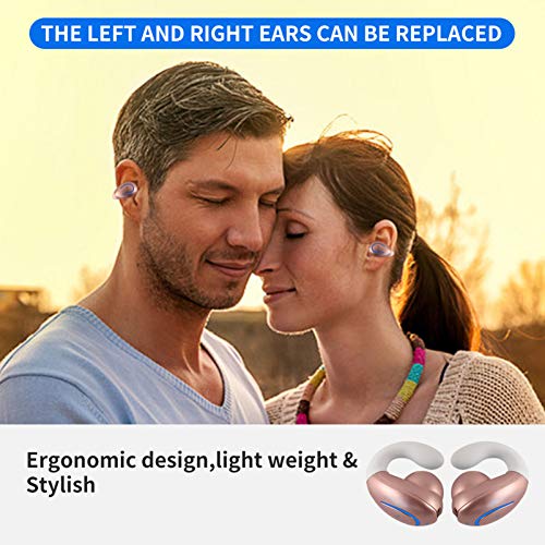 Bluetooth Headset, Single Ear BT5.0 Ultralight Wireless Headphone Cell Phone Earpiece Ear Clip with Mic, Noise Canceling Handsfree Driving Earbud for iPhone, Android,Samsung Smartphone(Pink) - color: Pink