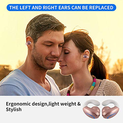 Bluetooth Headset, Single Ear BT5.0 Ultralight Wireless Headphone Cell Phone Earpiece Ear Clip with Mic, Noise Canceling Handsfree Driving Earbud for iPhone, Android,Samsung Smartphone(Pink) - color: Pink