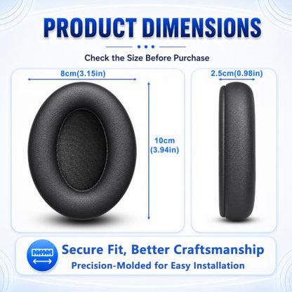Replacement Ear Pads for Sony WH-1000XM3 Headphones, Ear Cushions for WH1000XM3, Extra Thick Earpads, Headphone Pads with Protein Leather＆Memory Foam, Replacement Cushions - color: Black