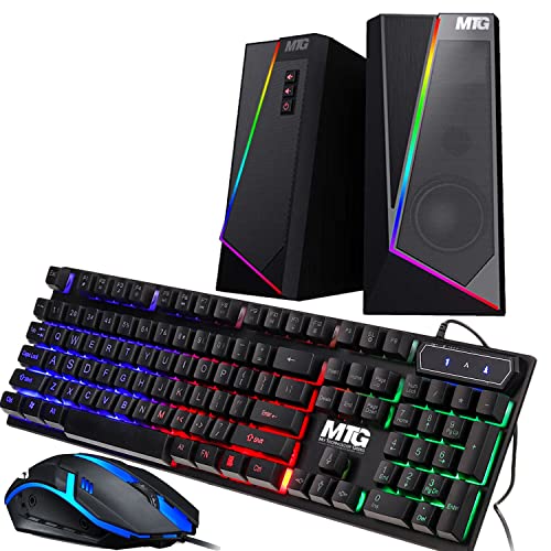 MTG RGB Backlit Mechanical Wired Gaming Keyboard and Mouse Combo | Full Anti-Ghosting, RGB Speaker, WiFi BT, PC & Laptop Compatible, Complete Accessory Bundle for Desktop & Gaming Setup - color: Gaming