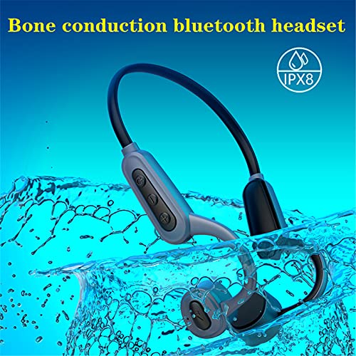 IP68 Underwater Waterproof Swimming Headset Bone Conduction Earphone with MP3 and Bluetooth for Swimmers Open-Ear Elastic Band (Blue) - color: Blue
