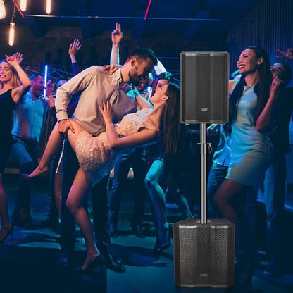 2 in 1 Speaker Pole for Subwoofer, Height Adjustment from 34 to 49 Inch, Fits 35mm and M20 Thread Mount Extender with Safety Pins, 88 LB Load-Bearing 2 Pack