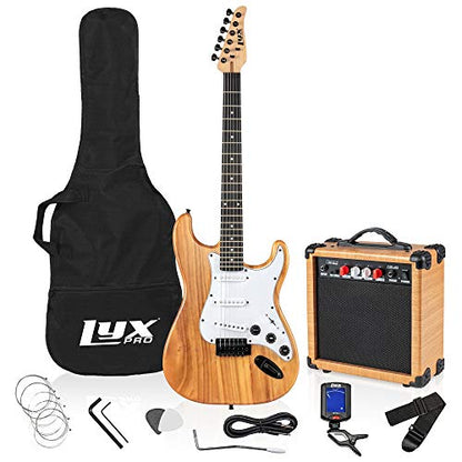 LyxPro Electric Guitar Amp 20 Watt Amplifier Built In Speaker Headphone Jack And Aux Input Includes Gain Bass Treble Volume And Grind - Natural - color: Natural, size: 20 Watt