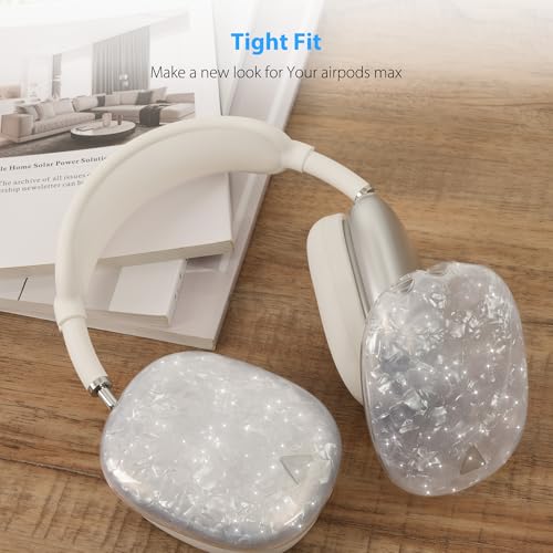 Case Cover for AirPods Max Headphone,Glitter Shell Pattern TPU Ear Cup Case,Silicone Ear Pad/Headband Protective Cover Accessories Compatible with Apple AirPods Max(2024/2020),Glitter White Seashell - color: Glitter White Seashell