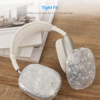Case Cover for AirPods Max Headphone,Glitter Shell Pattern TPU Ear Cup Case,Silicone Ear Pad/Headband Protective Cover Accessories Compatible with Apple AirPods Max(2024/2020),Glitter White Seashell - color: Glitter White Seashell