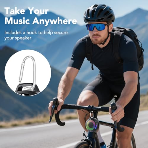 Bluetooth Speaker, 2025 Portable Wireless Shower Speaker, Digital Display Portable Speaker with Detachable hook ,IPX7 Waterproof with LED Light, HD Sound & Bass for Bathroom, Pool, Beach & Outdoor