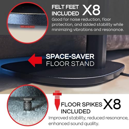 ERA 100 Floor Stand, Twin (2pcs), Black, Double, Pair | Compatible with Sonos ERA100 & ERA 100 SL, Sonos ONE & Play:1 Speakers, Accessories Included. UK Design, Height 36in / 920mm - color: Black